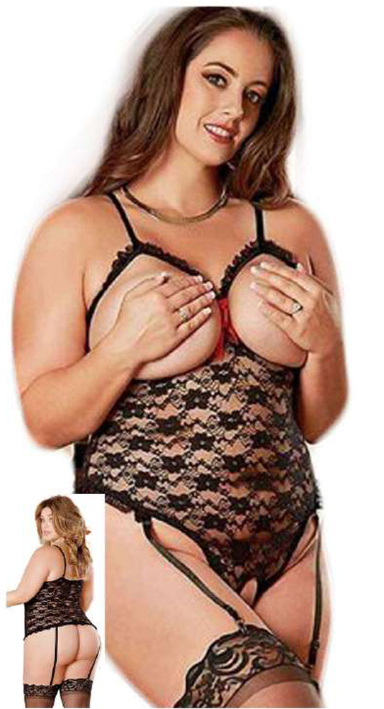 Spitzen-Body / Dessous-Body in Weiß mit Strapsen