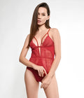 Spitzen-Dessous-Set in Rot mit Strapsbändern Negligee Reizwäsche Erotik